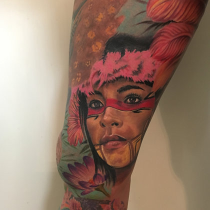 Brasilian woman native ibiza tattoo