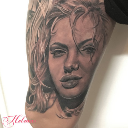 Portrait angelina jolie tattoo ibiza