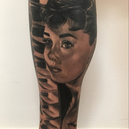 Audrey hepburn realistic tattoo ibiza
