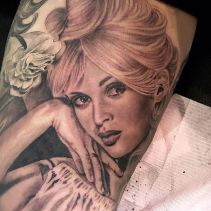Brigitte bardot tattoo realistic ibiza