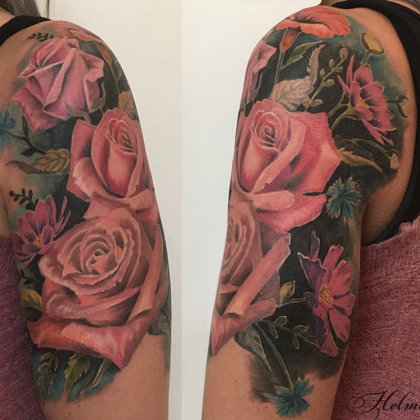 Flower sleeve ibiza tattoo
