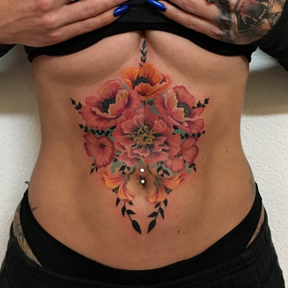  Beautiful Belly tattoo flowers ibiza