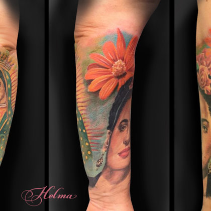 Frida kahlo realistic portrait ibiza tattoo