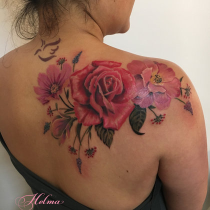 Tattoo ibiza roses color santa eularia