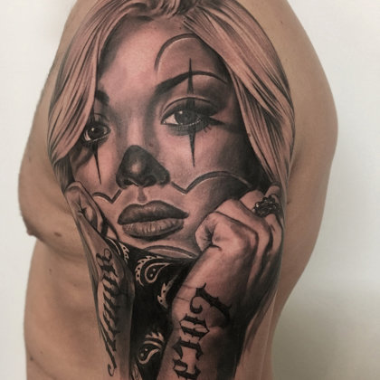 Chicano girl ibiza tattoo