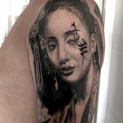 Geisha tattoo ibiza sleeve