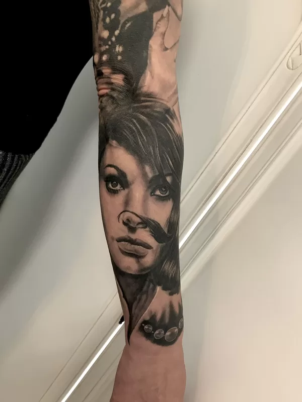 Sophia loren realistic portrait tattoo ibiza
