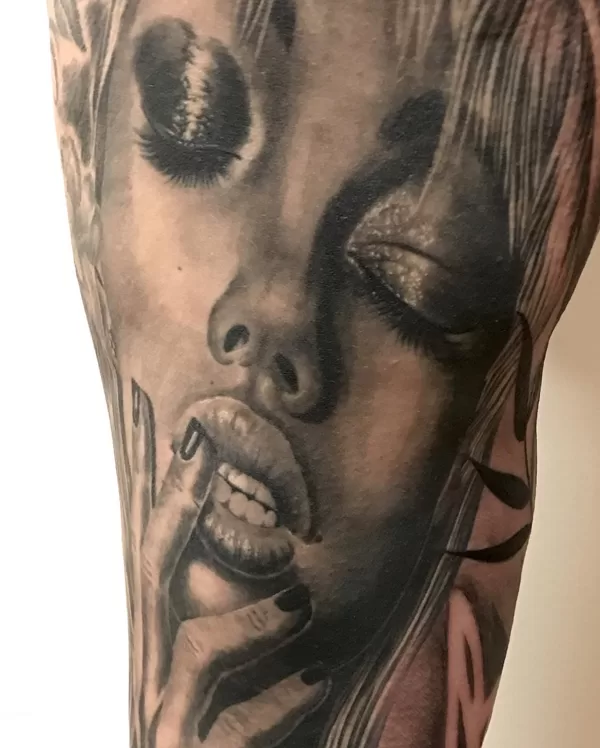Black and grey realism ibiza girl