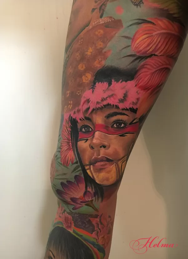 Brasilian woman native ibiza tattoo