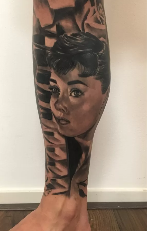 Audrey hepburn realistic tattoo ibiza