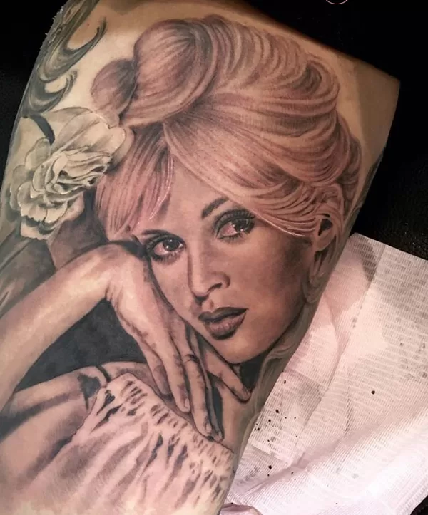 Brigitte bardot tattoo realistic ibiza