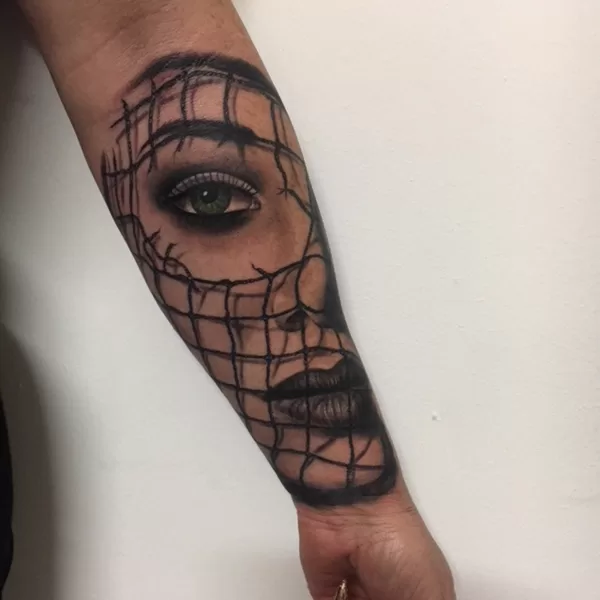Black and grey tattoo woman ibiza