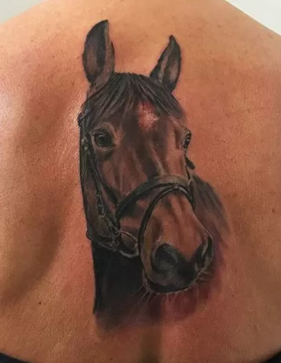 Realistic horse tattoo in colour ibiza