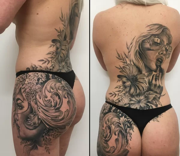 Big tattoo black and grey ibiza