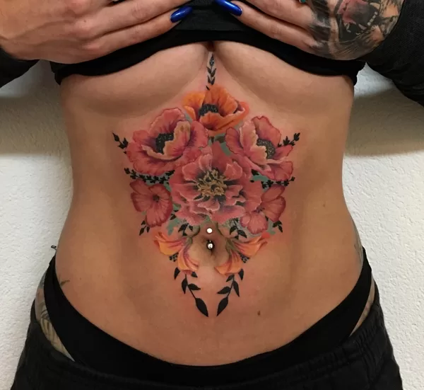  Beautiful Belly tattoo flowers ibiza
