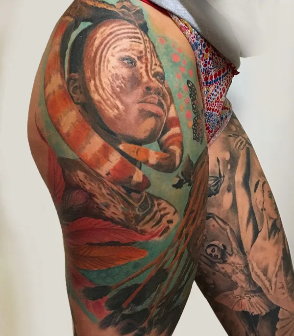 Color legsleeve ibiza tattoo