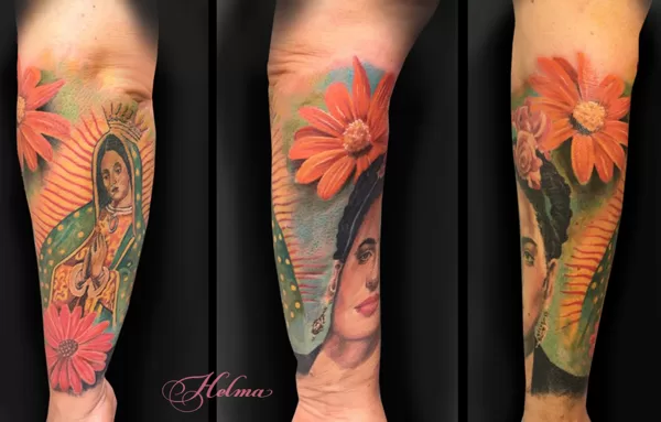 Frida kahlo realistic portrait ibiza tattoo